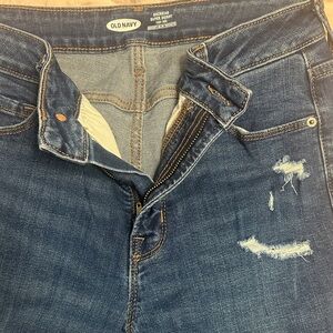 Old Navy Women's Dark Blue Ripped Skinny Jeans